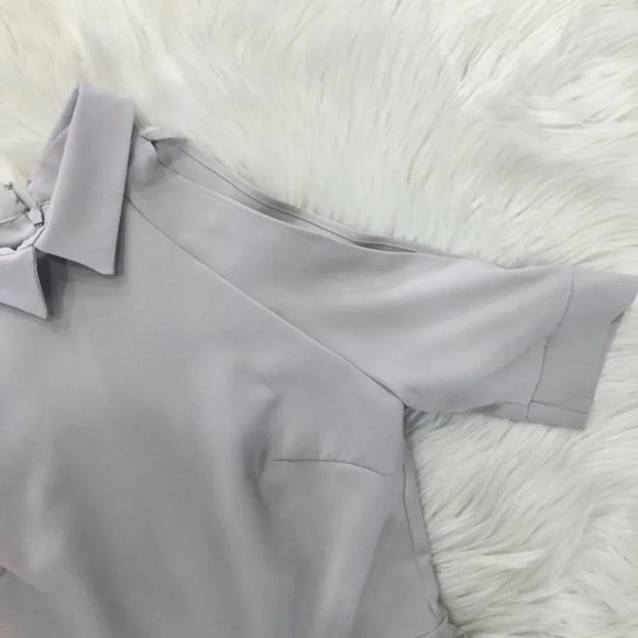 Alter. Collared Short Sleeve Romper Gray 6 Tall - Picture 2 of 4